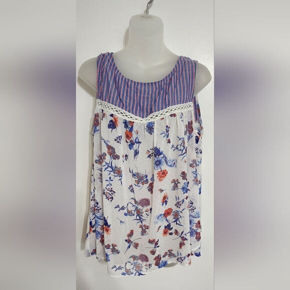 FIGUEROA AND FLOWER Floral Sheer Sleeveless Blouse size PXL - Picture 2 of 5